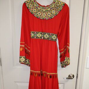Red Afghan Kuchi Dress Long